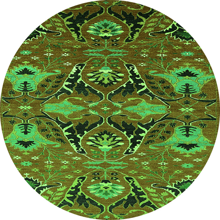 Round Oriental Green Industrial Rug, urb1495grn