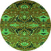 Round Oriental Green Industrial Rug, urb1495grn