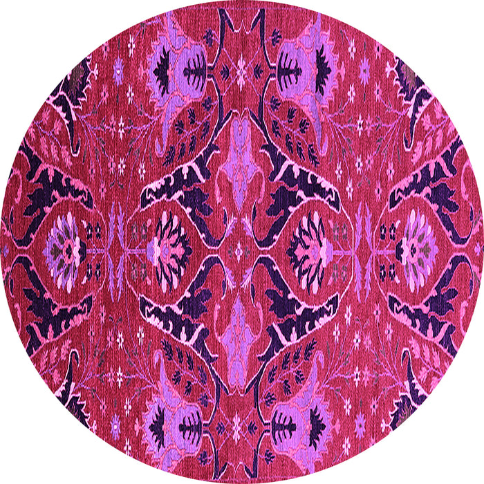 Round Oriental Pink Industrial Rug, urb1495pnk