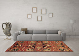 Machine Washable Oriental Brown Industrial Rug in a Living Room,, wshurb1495brn