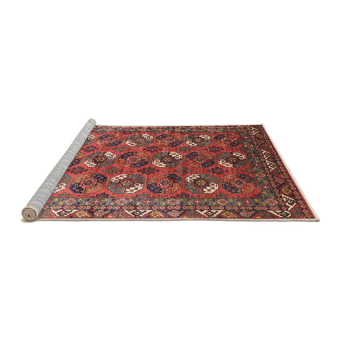 Sideview of Machine Washable Industrial Modern Tomato Red Rug, wshurb1496