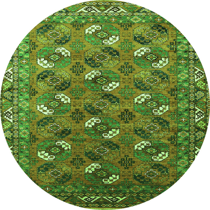 Round Oriental Green Industrial Rug, urb1496grn