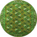 Round Oriental Green Industrial Rug, urb1496grn