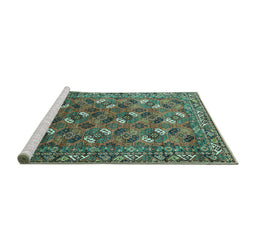 Sideview of Machine Washable Oriental Turquoise Industrial Area Rugs, wshurb1496turq