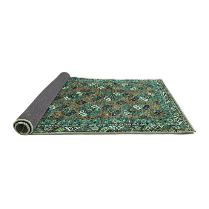 Sideview of Oriental Turquoise Industrial Rug, urb1496turq