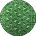 Round Oriental Emerald Green Industrial Rug, urb1496emgrn