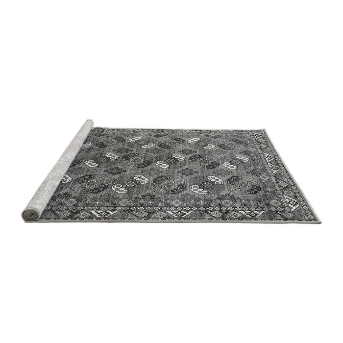 Sideview of Machine Washable Oriental Gray Industrial Rug, wshurb1496gry