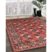 Mid-Century Modern Red Oriental Rug in Family Room, urb1496