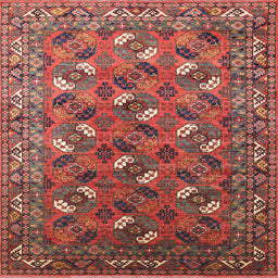 Square Mid-Century Modern Red Oriental Rug, urb1496