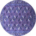 Round Oriental Blue Industrial Rug, urb1496blu