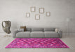 Machine Washable Oriental Pink Industrial Rug in a Living Room, wshurb1496pnk