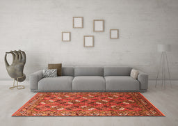 Machine Washable Oriental Orange Industrial Area Rugs in a Living Room, wshurb1496org