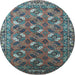 Round Oriental Light Blue Industrial Rug, urb1496lblu