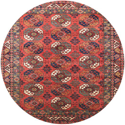 Round Machine Washable Industrial Modern Tomato Red Rug, wshurb1496