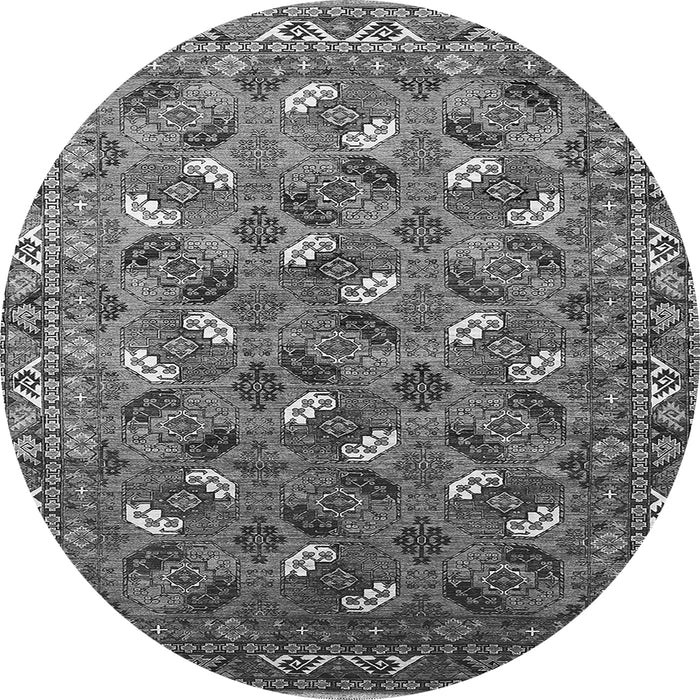 Round Oriental Gray Industrial Rug, urb1496gry