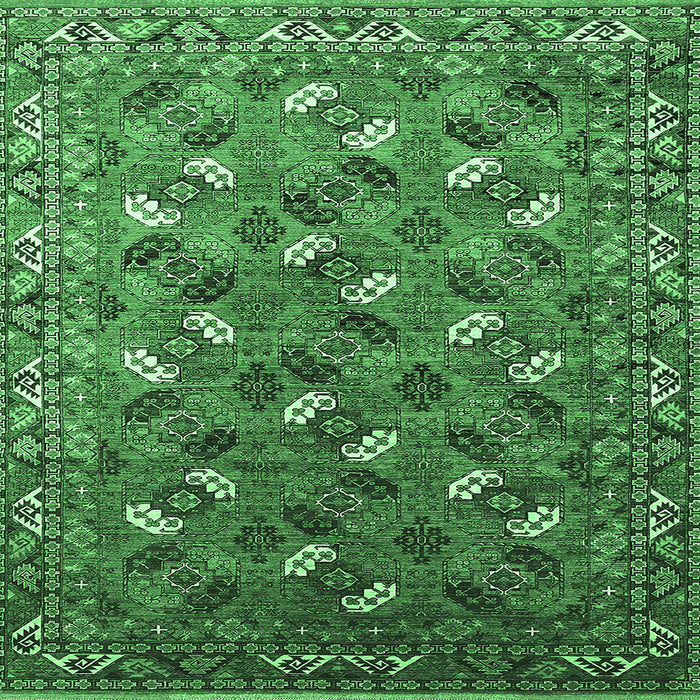 Square Machine Washable Oriental Emerald Green Industrial Area Rugs, wshurb1496emgrn