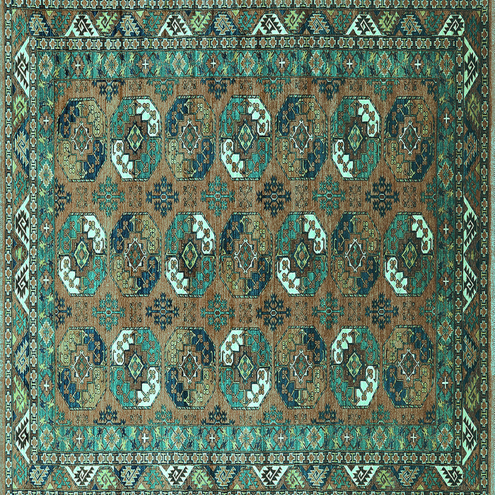 Square Oriental Turquoise Industrial Rug, urb1496turq