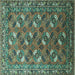 Square Oriental Turquoise Industrial Rug, urb1496turq