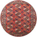 Round Mid-Century Modern Red Oriental Rug, urb1496