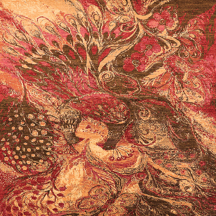 Square Machine Washable Oriental Orange Industrial Area Rugs, wshurb1497org