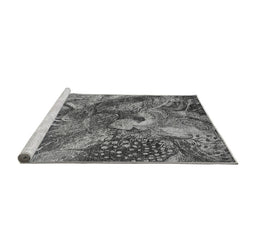 Sideview of Machine Washable Oriental Gray Industrial Rug, wshurb1497gry