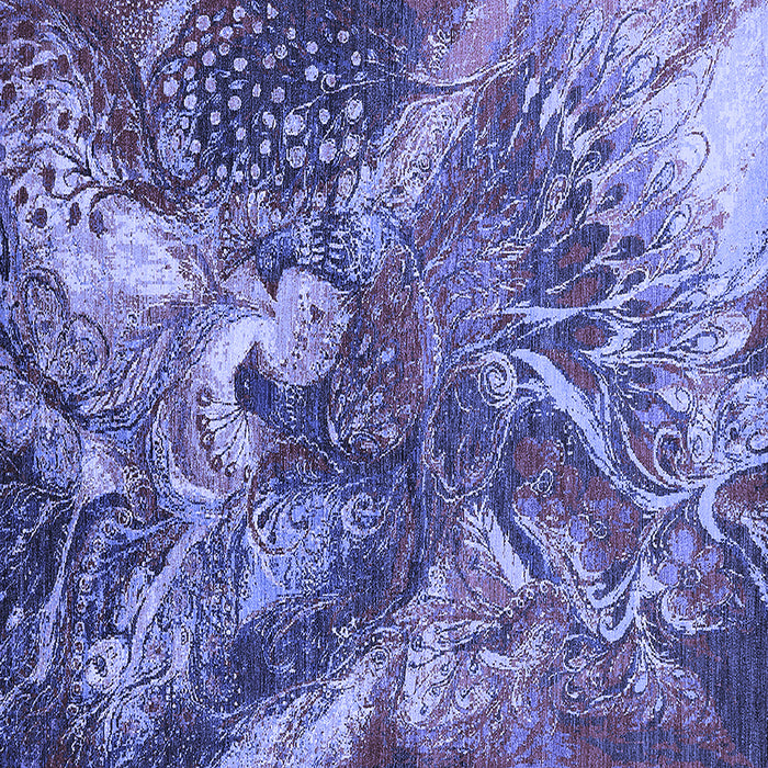 Square Machine Washable Oriental Blue Industrial Rug, wshurb1497blu