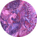 Round Oriental Purple Industrial Rug, urb1497pur