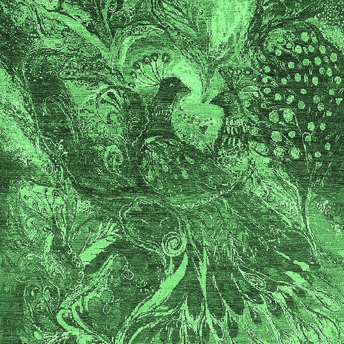 Machine Washable Oriental Emerald Green Industrial Area Rugs, wshurb1497emgrn