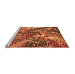 Sideview of Machine Washable Oriental Orange Industrial Area Rugs, wshurb1497org