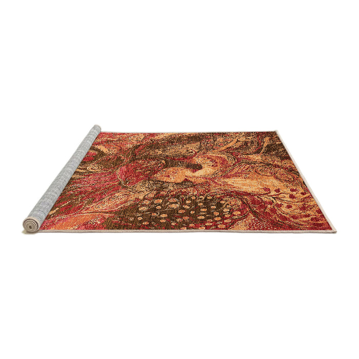 Sideview of Machine Washable Oriental Orange Industrial Area Rugs, wshurb1497org