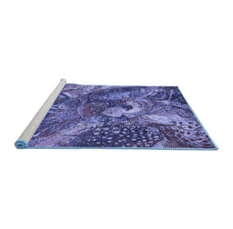 Sideview of Machine Washable Oriental Blue Industrial Rug, wshurb1497blu