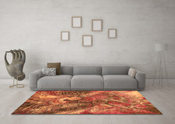 Machine Washable Oriental Orange Industrial Area Rugs in a Living Room, wshurb1497org