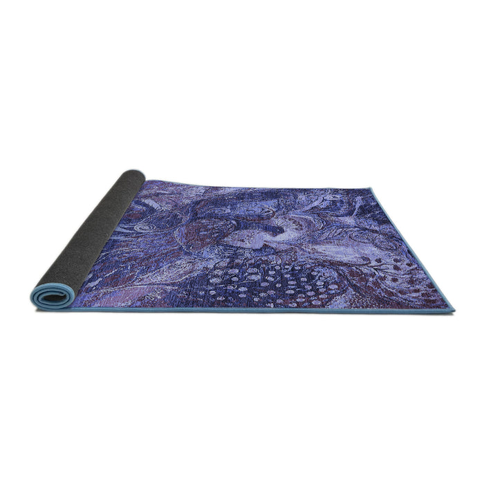 Sideview of Oriental Blue Industrial Rug, urb1497blu