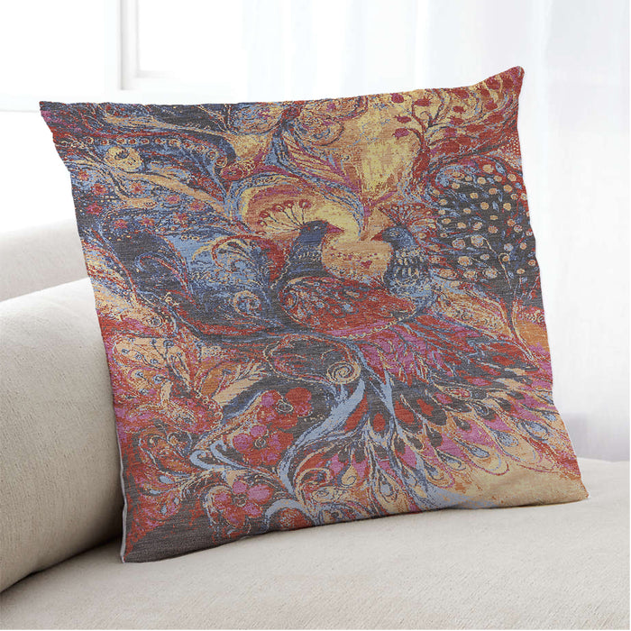 Lifestyle Image of Mid-Century Modern Urban Square Khaki Rose Pink Throw Pillow, 18 inch by 18 inch, pwurb1497