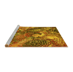 Sideview of Machine Washable Oriental Yellow Industrial Rug, wshurb1497yw