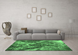 Machine Washable Oriental Emerald Green Industrial Area Rugs in a Living Room,, wshurb1497emgrn