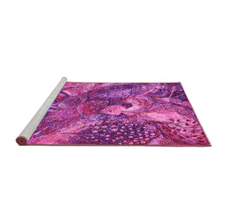 Sideview of Machine Washable Oriental Pink Industrial Rug, wshurb1497pnk