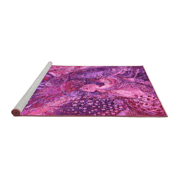 Sideview of Machine Washable Oriental Pink Industrial Rug, wshurb1497pnk