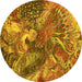 Round Oriental Yellow Industrial Rug, urb1497yw