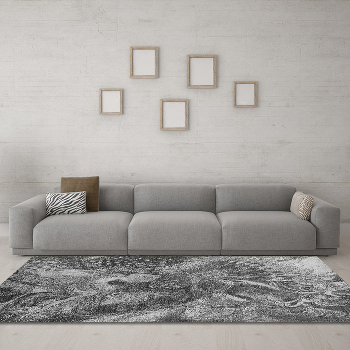 Machine Washable Oriental Gray Industrial Rug in a Living Room,, wshurb1497gry