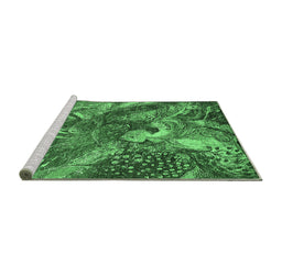Sideview of Machine Washable Oriental Emerald Green Industrial Area Rugs, wshurb1497emgrn