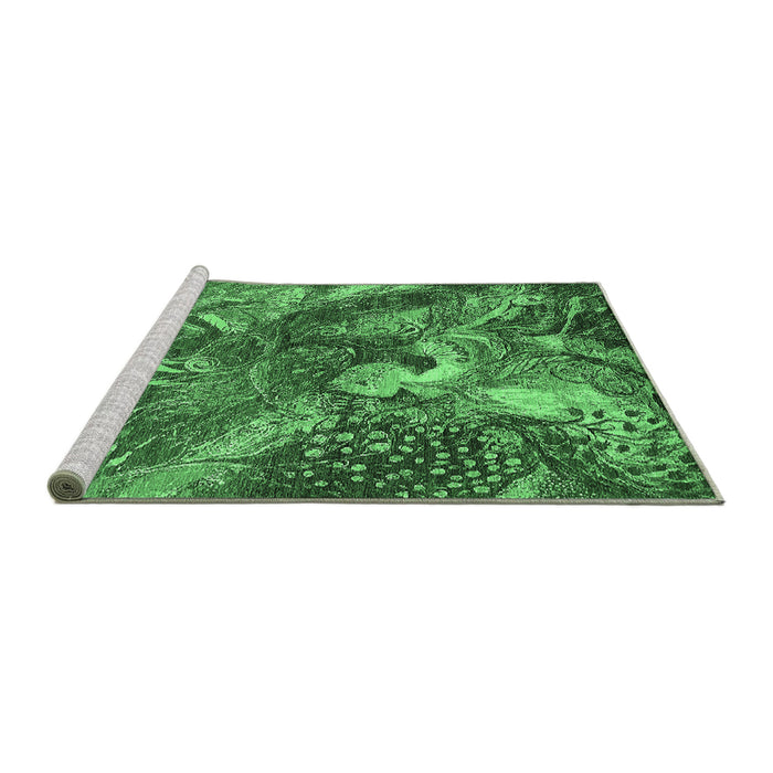 Sideview of Machine Washable Oriental Emerald Green Industrial Area Rugs, wshurb1497emgrn