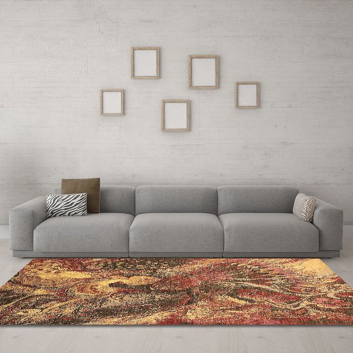 Machine Washable Oriental Brown Industrial Rug in a Living Room,, wshurb1497brn