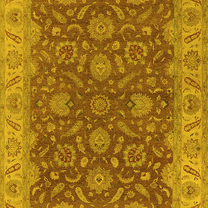 Machine Washable Oriental Yellow Industrial Rug, wshurb1498yw