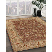 Mid-Century Modern Mahogany Brown Oriental Rug, urb1498