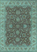 Machine Washable Oriental Light Blue Industrial Rug, wshurb1498lblu