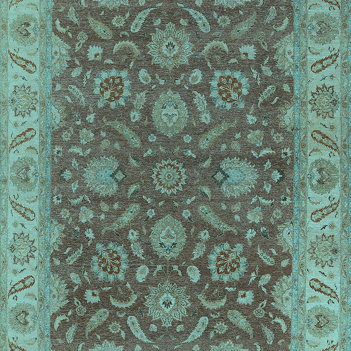 Machine Washable Oriental Light Blue Industrial Rug, wshurb1498lblu