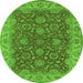 Round Oriental Green Industrial Rug, urb1498grn