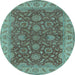 Round Oriental Light Blue Industrial Rug, urb1498lblu