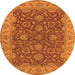 Round Oriental Orange Industrial Rug, urb1498org